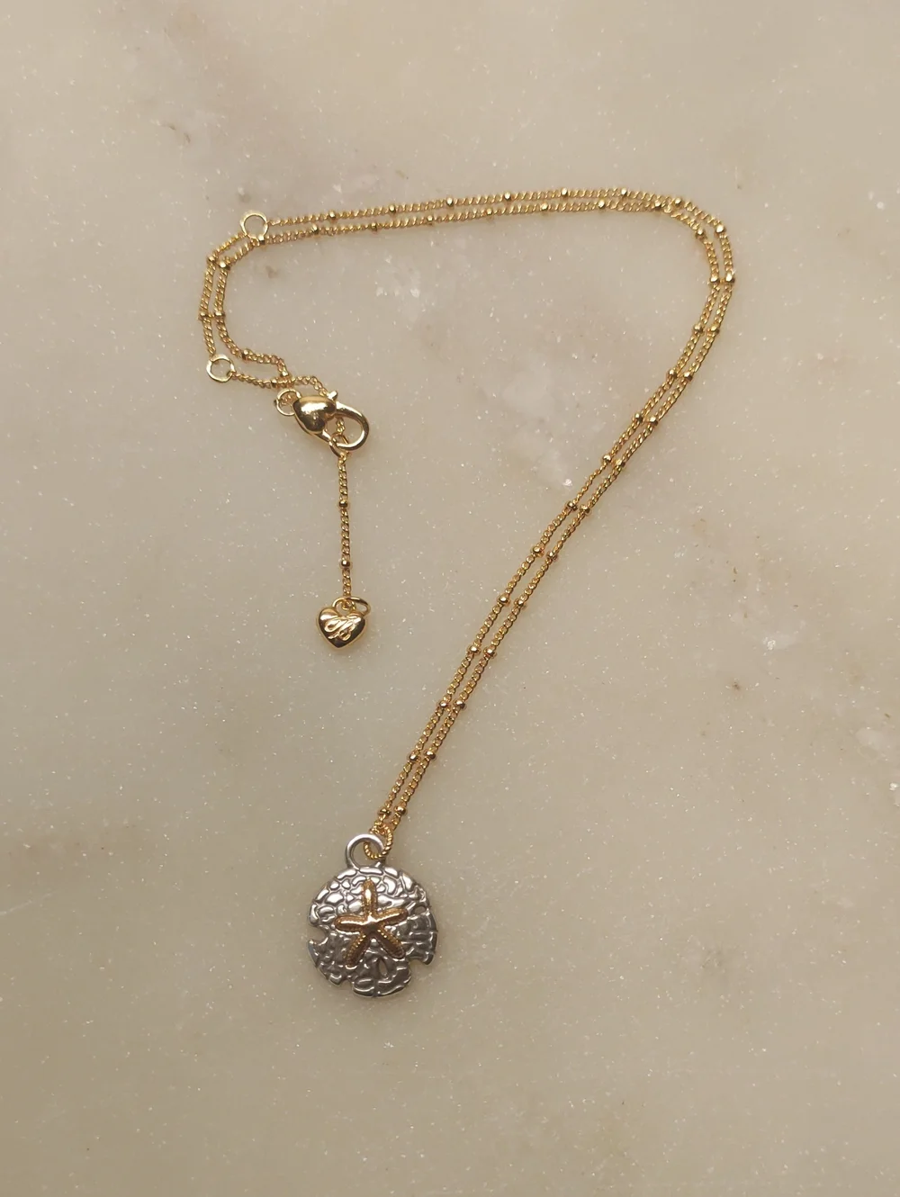 NEW! Brighton Sunset Cove Sand Dollar Pendant Necklace Two Tone Silver And Gold